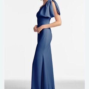 Sachin + Babi Blue Asymmetrical One Shoulder Gown